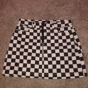 CHECKERED BDG JEAN SKIRT